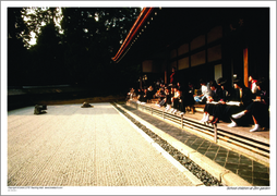 School children at a Zen garden